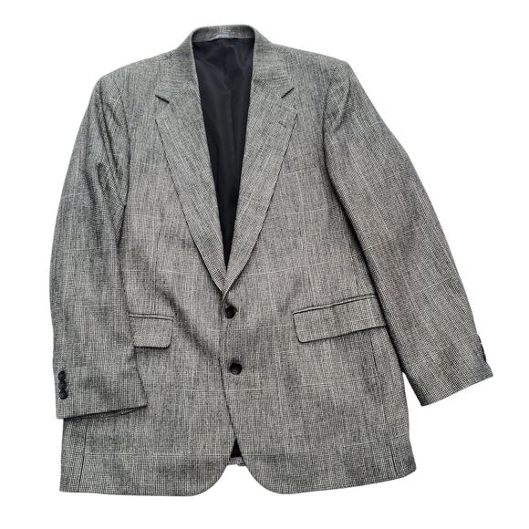 Vintage Haggar Imperial Black White Wool Tweed Blazer Sport  Jacket  48x32 46R - Picture 1 of 15